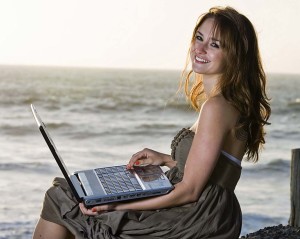 Happy Girl on computer